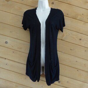 Mossimo Black Open Front Soft Knit Cap Sleeve Wrap Sweater Cardigan S